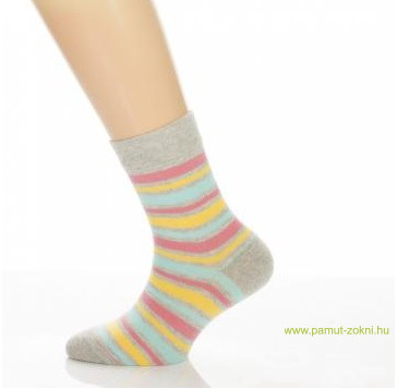 Gyerek zokni - Melírszürke színes csíkos 29-30